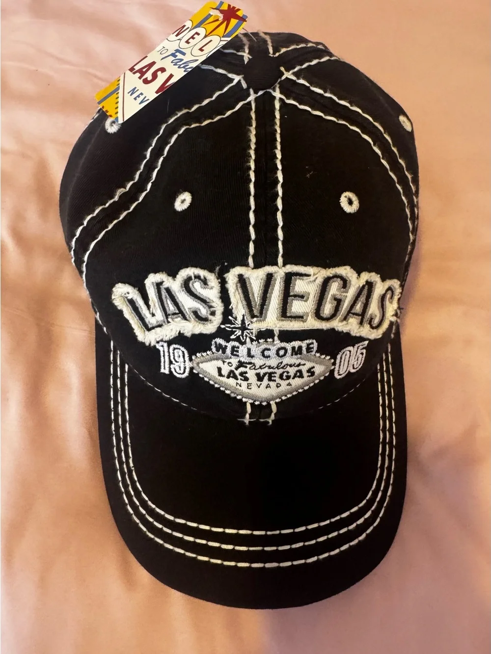 Las Vegas Embroidered Baseball Cap - Black & White